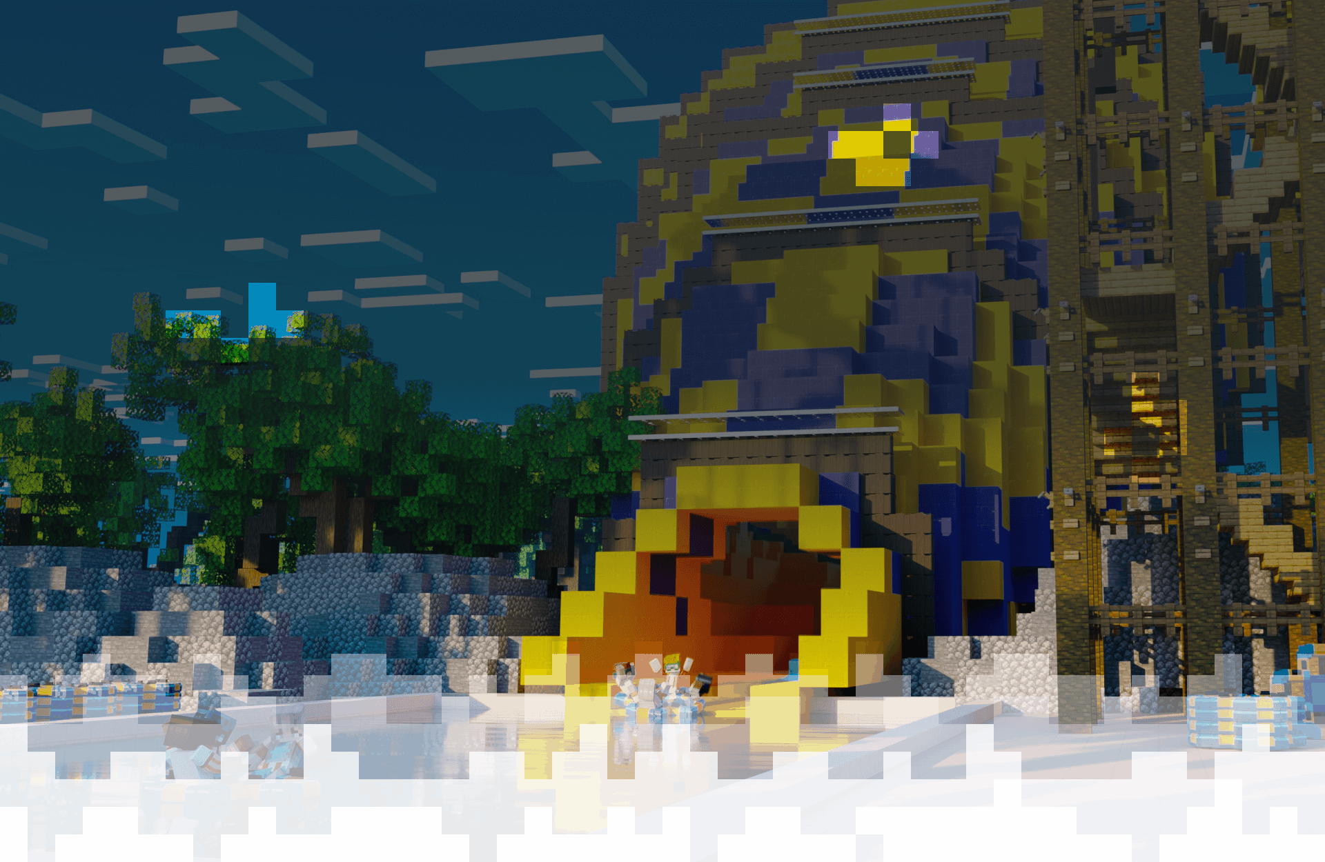 Minecraft winter scenery render.